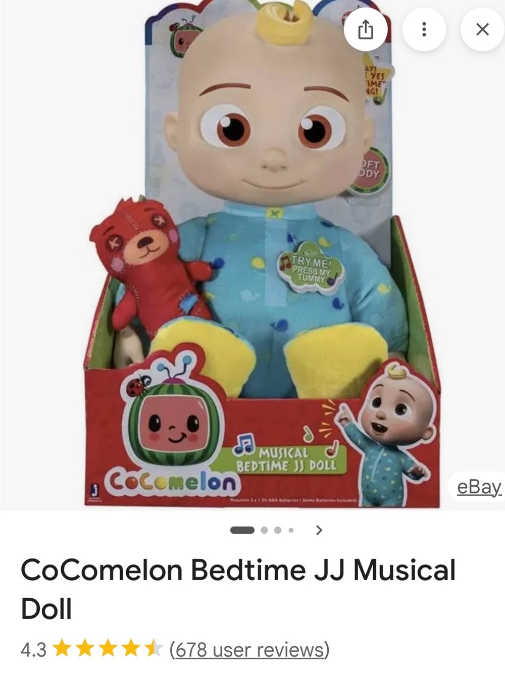Bedtime JJ Musical Doll - Blue and Yellow